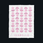 Cute Modern Scandinavian Art Pattern in Pink, Name Fleece Deken<br><div class="desc">Dit leuke Scandinavische stijlpatroon van grafisch ontwerp kenmerkt leuke vormen in  tinten van roze en violet,  gepersonaliseerd met de naam of de formulering van je keuze.</div>