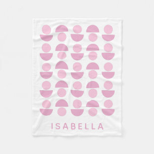 Cute Modern Scandinavian Art Pattern in Pink, Name Fleece Deken