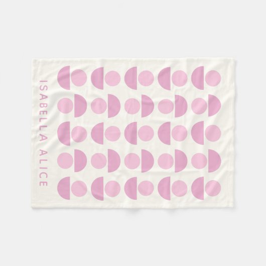 Cute Modern Scandinavian Art Pattern in Roze Name Fleece Deken (Voorkant (Horizontaal))