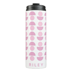 Cute Modern Scandinavian Art Pattern in Roze Name Thermosbeker