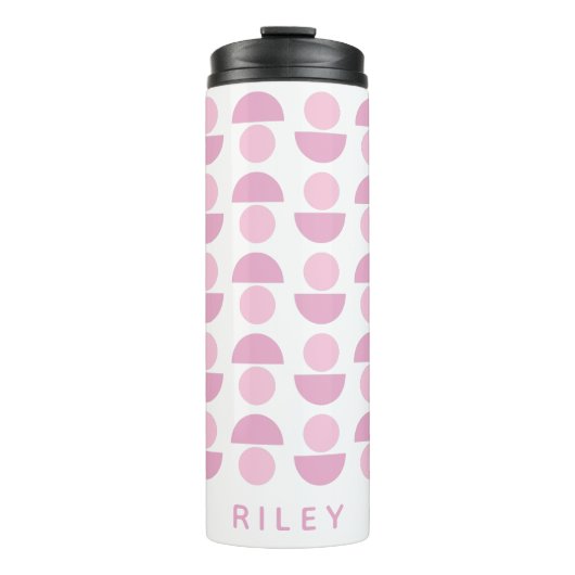 Cute Modern Scandinavian Art Pattern in Roze Name Thermosbeker (Voorkant)