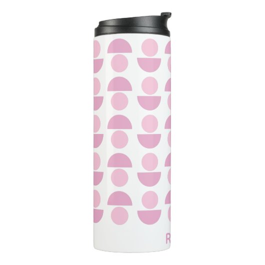 Cute Modern Scandinavian Art Pattern in Roze Name Thermosbeker (Gedraaid links)