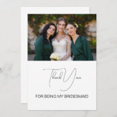 Cute Modern Script Bridesmaid Photo Bedankkaart (Voorkant / Achterkant)