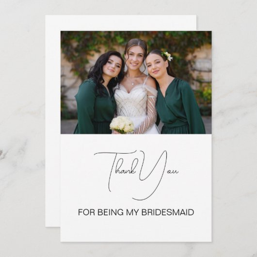 Cute Modern Script Bridesmaid Photo Bedankkaart (Voorkant / Achterkant)
