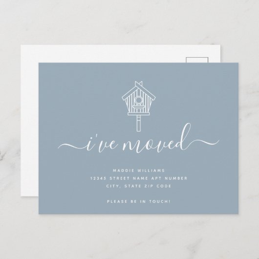 Cute Modern Script I heeft Bird House Moving Aankondigingskaart (Voorkant / Achterkant)