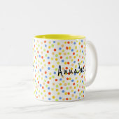 Cute Modern Script Polka Dot Tweekleurige Koffiemok (Voorkant rechts)