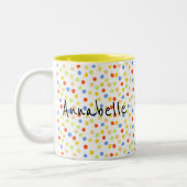 Cute Modern Script Polka Dot Tweekleurige Koffiemok (Links)