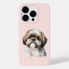 Cute Modern Shih Tzu Hondenliefhebber Roze Case-Mate iPhone 14 Pro Hoesje