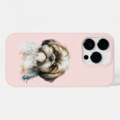 Cute Modern Shih Tzu Hondenliefhebber Roze Case-Mate iPhone Case (Achterkant (horizontaal))