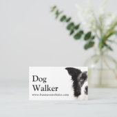 Cute Modern Silhouette Dog Walking Dog Sitting  Visitekaartje (Staand voorkant)