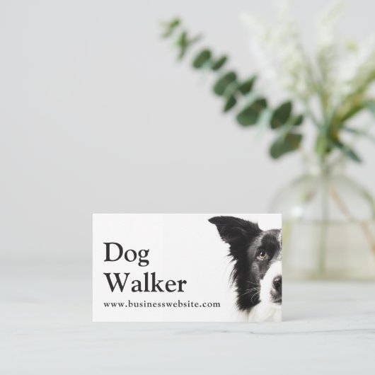 Cute Modern Silhouette Dog Walking Dog Sitting  Visitekaartje (Staand voorkant)