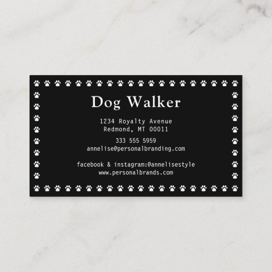 Cute Modern Silhouette Dog Walking Dog Sitting  Visitekaartje (Achterkant)