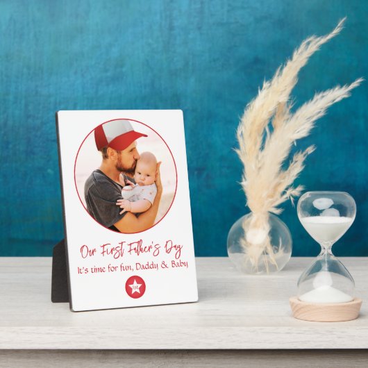 Cute Modern Simple Cool Pap First Fathers Day Fotoplaat (Zijkant)
