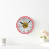 Cute Modern Simple Daisy Flower Coral Pink Ronde Klok (Huis)