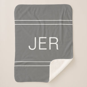 Cute Modern Simple Monogram Minimal Trendy Grijs  Sherpa Deken