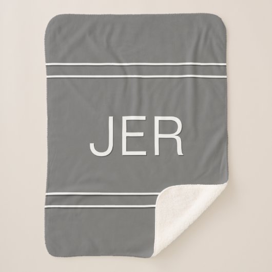Cute Modern Simple Monogram Minimal Trendy Grijs  Sherpa Deken (Voorkant)