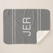 Cute Modern Simple Monogram Minimal Trendy Grijs  Sherpa Deken (Voorkant (horizontaal))