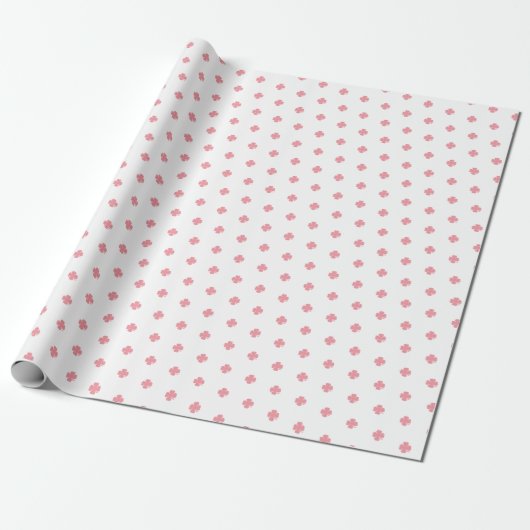 Cute Modern Simple Roze Lucky Clovers Cadeaupapier (Uitgerold)