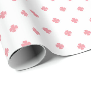 Cute Modern Simple Roze Lucky Clovers Cadeaupapier