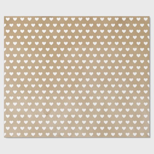 Cute Modern Simple White Hearts Kraft Cadeaupapier (Vlak)