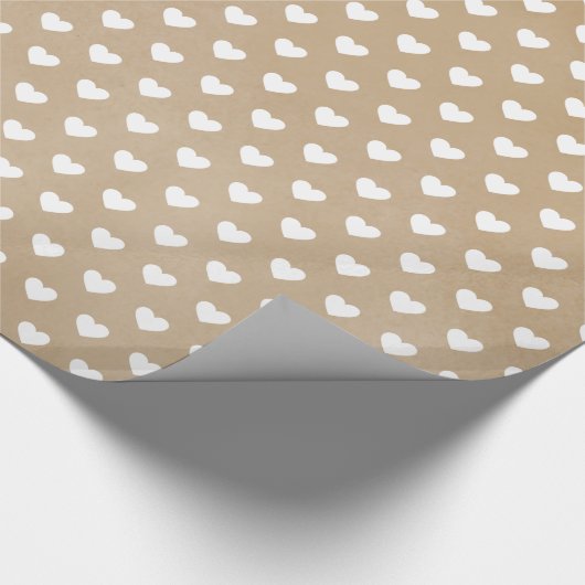 Cute Modern Simple White Hearts Kraft Cadeaupapier (Hoek)