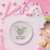Cute Modern Slapend Sloth Kinder Baby shower Papieren Bordje (Feest)