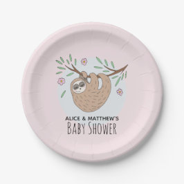 Cute Modern Slapend Sloth Kinder Baby shower Papieren Bordje