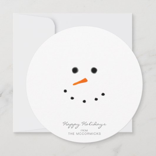 Cute Modern Snowman Face Round Greeting Feestdagenkaart (Voorkant)