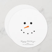 Cute Modern Snowman Face Round Greeting Feestdagenkaart (Voorkant / Achterkant)