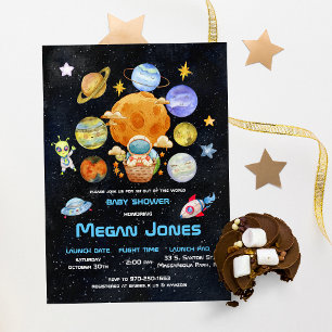 Cute Modern Space Astronaut Alien   BABY SHOWER Kaart