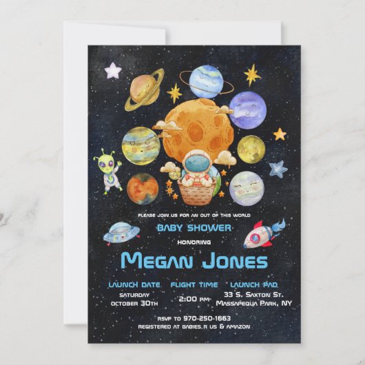 Cute Modern Space Astronaut Alien | BABY SHOWER Kaart (Voorkant)