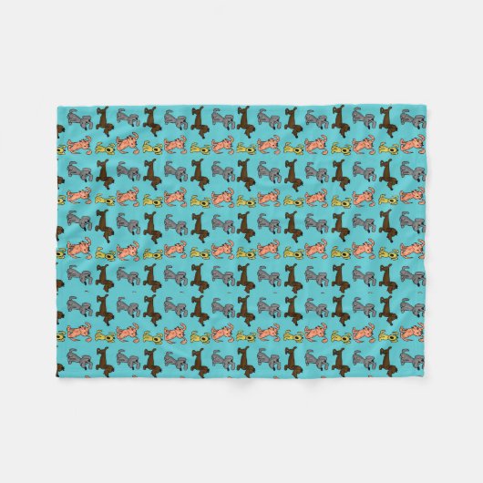Cute Modern Stylish Dogs Blue Fleece Deken (Voorkant (Horizontaal))
