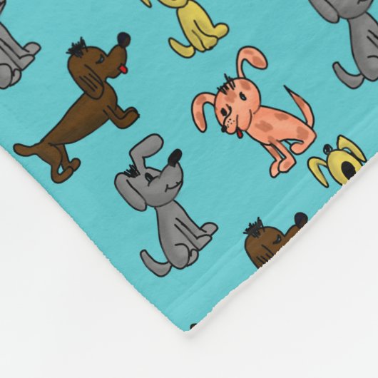 Cute Modern Stylish Dogs Blue Fleece Deken (Hoek)