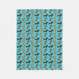 Cute Modern Stylish Dogs Blue Fleece Deken