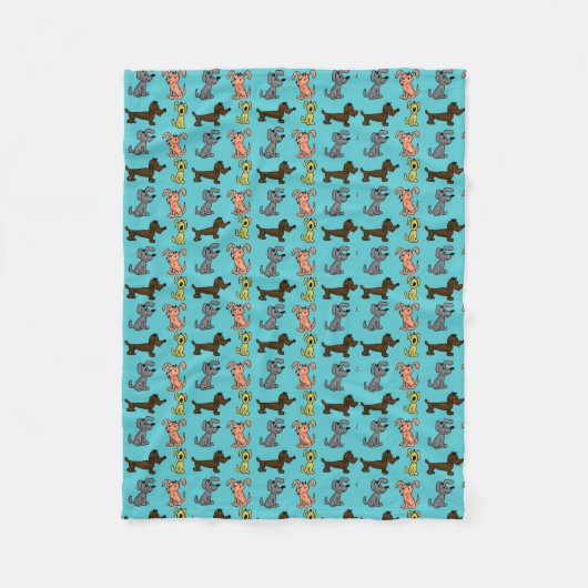Cute Modern Stylish Dogs Blue Fleece Deken (Voorkant)