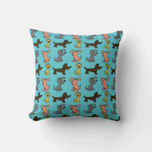 Cute Modern Stylish Dogs Blue Kussen