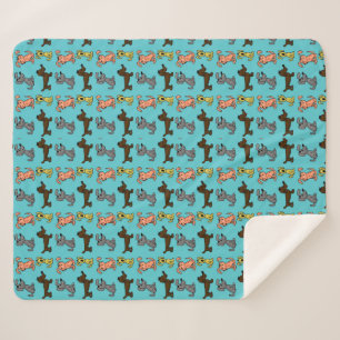 Cute Modern Stylish Dogs Blue Sherpa Deken