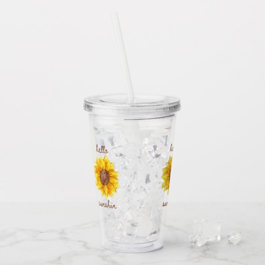 Cute Modern Sunflower Summer Vacation Acryl Drinkbeker (Voorkant ijs)