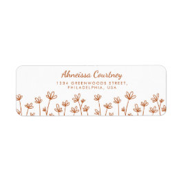 Cute Modern Terracotta Flowers Return Address Etiket