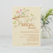 Cute Modern Tortelduifjes Bridal Shower Invitation Kaart (Staand voorkant)