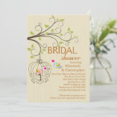 Cute Modern Tortelduifjes Bridal Shower Invitation Kaart (Staand voorkant)