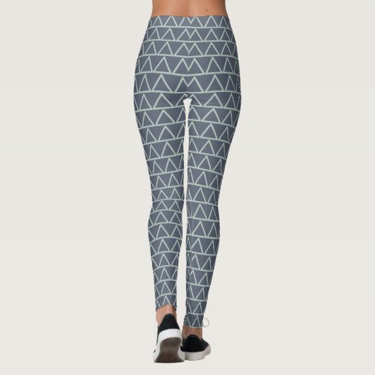 Cute Modern Triangle Pattern Trendy Mode Blue Leggings (Achterkant)