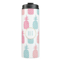 Cute Modern Tropical Pineapple Monogram Tumbler