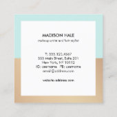 Cute Modern Turquoise Gold Monogram Beauty Stylist Vierkante Visitekaartje (Achterkant)