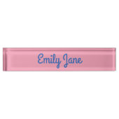 Cute Modern Typography Blue Pink Personalized Naambordje (Voorkant)