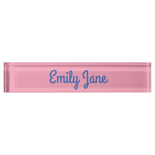 Cute Modern Typography Blue Pink Personalized Naambordje (Voorkant)