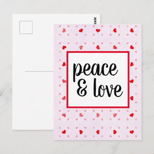 Cute Modern Typography Peace and Love Briefkaart (Voorkant / Achterkant)