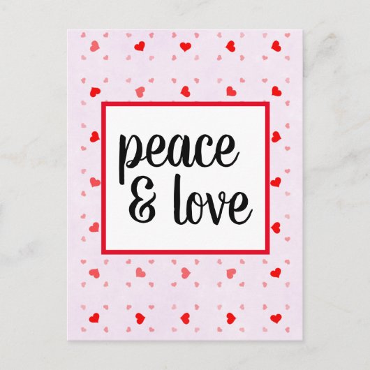 Cute Modern Typography Peace and Love Briefkaart (Voorkant)