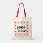 Cute Modern Typography Peace and Love Hearts Tote Bag (Achterkant)