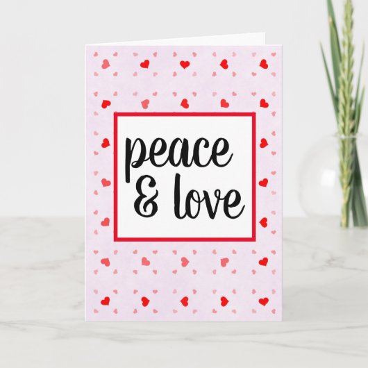 Cute Modern Typography Peace and Love Kaart (Voorkant)
